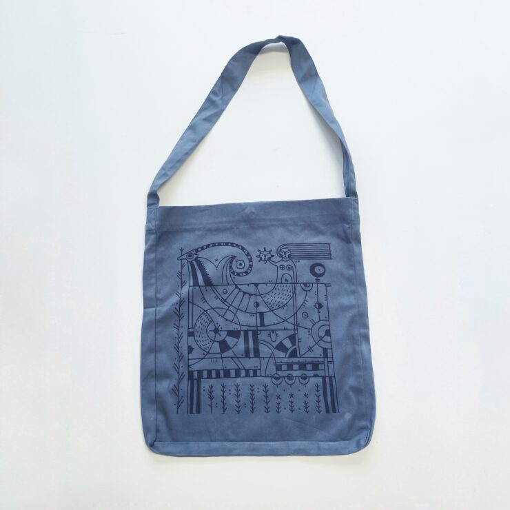 Goat and Mermaid Cross-body Bag, Light blue color