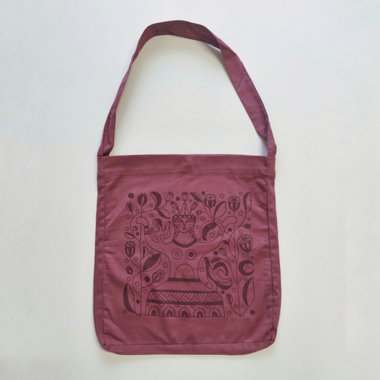 Minoan Godess  Cross-body Bag, Faded burgundy color