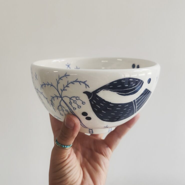 Birds and palm trees, Medium size bowl